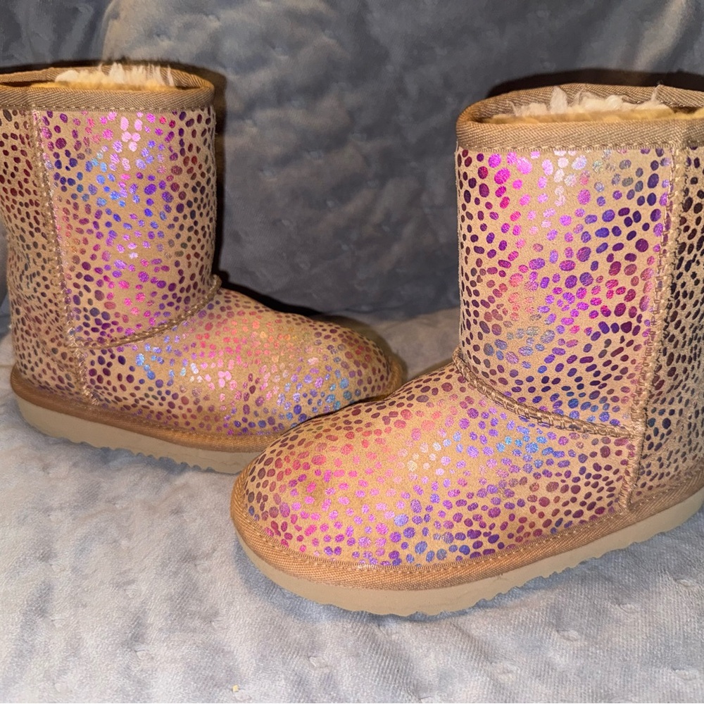 Authentic UGG Kids Tan and Pink Rain & Snow Boots